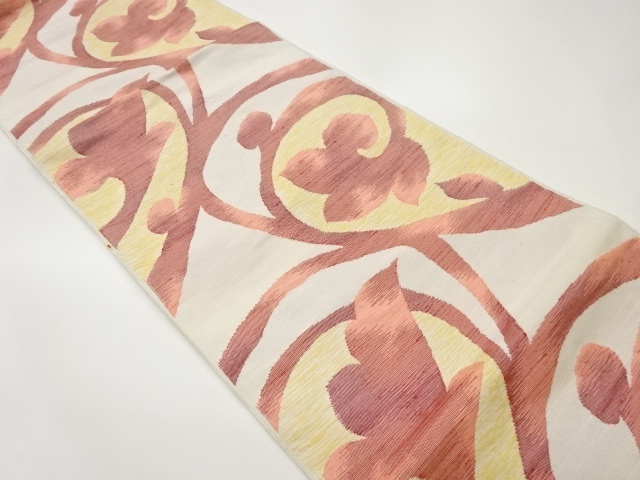 手織り紬唐草模様織出し名古屋帯